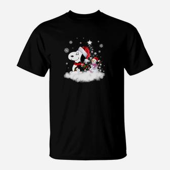 Hunde-Lustiger Schnee-Weihnachtss- T-Shirt - Seseable