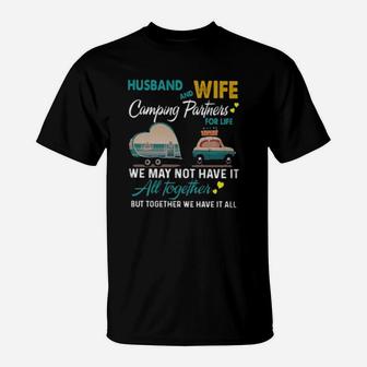 Husband And Wife Camping Partners For Life T-Shirt - Seseable