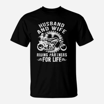 Husband And Wife Riding Partners For Life T-Shirt - Seseable