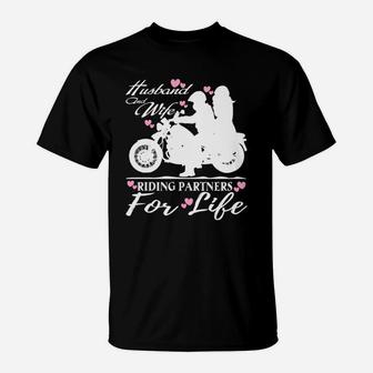 Husband And Wife Riding Partners For Life T Shirt T-Shirt - Seseable