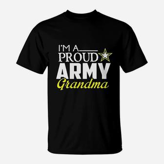 I Am A Proud Army Grandma Design Military Grandma T-Shirt - Seseable