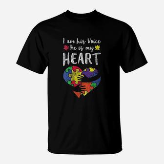 I Am His Voice Mom Dad Family Autistic Kids Awareness T-Shirt - Seseable