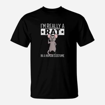 I Am Really A Rat In A Human Costume Halloween T-Shirt - Seseable