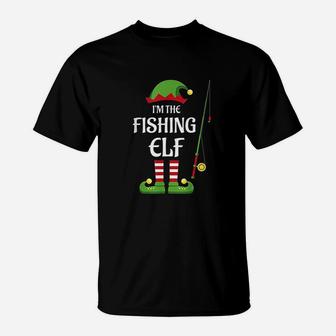 I Am The Fishing Elf Family Matching Group Christmas Gift T-Shirt - Seseable