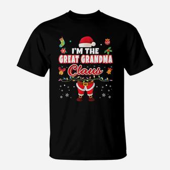 I Am The Great Grandma Claus Matching Family Merry Christmas T-Shirt - Seseable