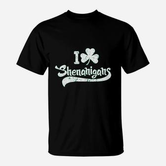 I Clover Shenanigans Funny Irish Clover St Saint Patricks Day T-Shirt - Seseable