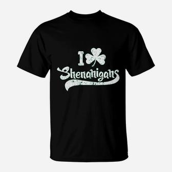 I Clover Shenanigans Funny Irish Clover St Saint Patricks T-Shirt - Seseable