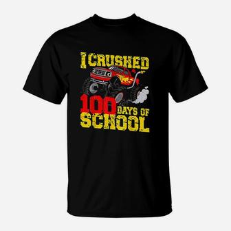 I Crushed 100 Days Of School Monster Truck T-Shirt - Seseable