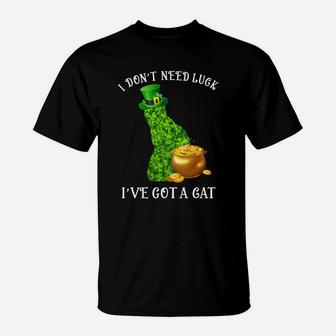 I Do Not Need Luck I Have Got A Manx Shamrock St Patricks Day Cat Lovers T-Shirt | Seseable FR