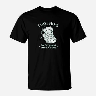 I Got Hoes In Different Area Codes Santa Graphic T-Shirt - Seseable