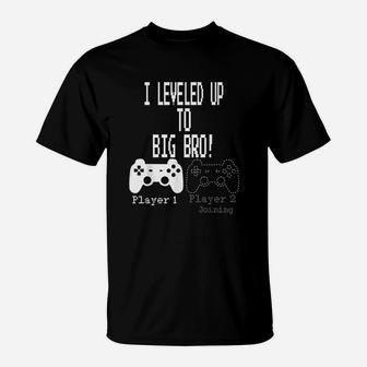I Leveled Up To Big Bro Gamer New Brother T-Shirt - Seseable