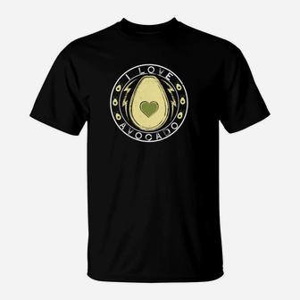 I Love Avocado Herz-Design Schwarzes T-Shirt für Avocado-Liebhaber - Seseable