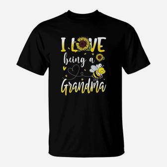 I Love Being A Grandma Sunflower And Bee Lover T-Shirt | Seseable CA