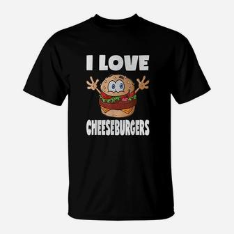 I Love Cheeseburgers Funny Cute Vintage Cheeseburger T-Shirt - Seseable