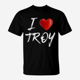 I Love Heart Troy Family Name T-Shirt - Seseable