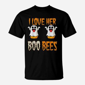 I Love Her Boo Bees Matching Couples Halloween Costume T-Shirt - Seseable