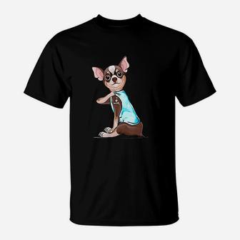 I Love Mom Funny Chihuahua Tattooed T-Shirt - Seseable
