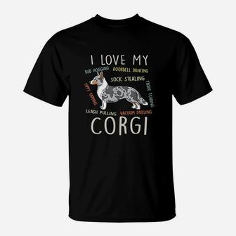 I Love My Cardigan Welsh Corgi Dog Mom Dad Funny Cute Gift T-Shirt - Seseable