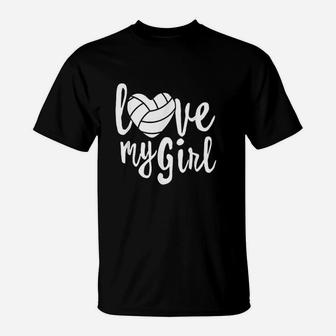 I Love My Girls Mom Volleyball Cute Volleyball Mom T-Shirt - Seseable