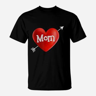 I Love My Mom Is My Valentine Day Heart Mothers Day Gift T-Shirt - Seseable