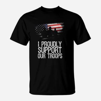 I Proudly Support Our Troops Veteran's Day Vintage Usa Flag T-Shirt - Seseable