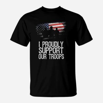 I Proudly Support Our Troops Veterans Day Vintage Usa Flag T-Shirt - Seseable