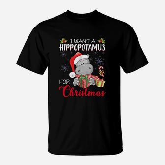 I Want A Hippopotamus For Christmas Xmas Hippo For Kid Women T-Shirt | Seseable CA