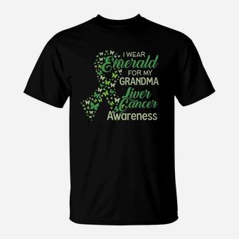 I Wear Emerald For My Grandma Ribbon Proud Grandma T-Shirt - Seseable