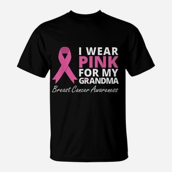 I Wear Pink For My Grandma Ribbon Family Love T-Shirt - Seseable