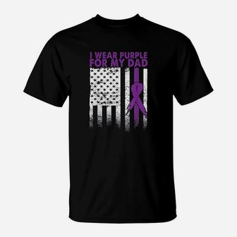 I Wear Purple For My Dad Pancreatic Canker Awareness T-Shirt - Seseable