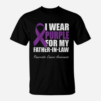 I Wear Purple For My Father In Law Pancreatic Canker T-Shirt - Seseable