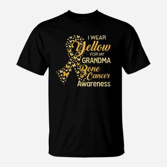 I Wear Yellow For My Grandma Ribbon Proud Grandma T-Shirt - Seseable