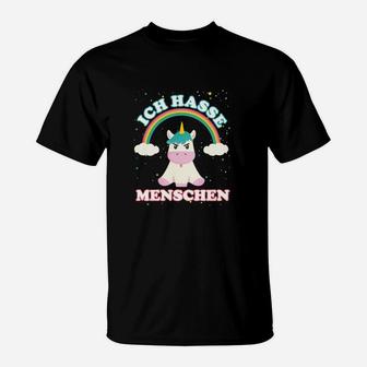 Ich Hassese Menschen Einhorn T-Shirt - Seseable