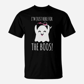 Im Just Here For The Boos Cute Wine Ghost For Women T-Shirt - Seseable