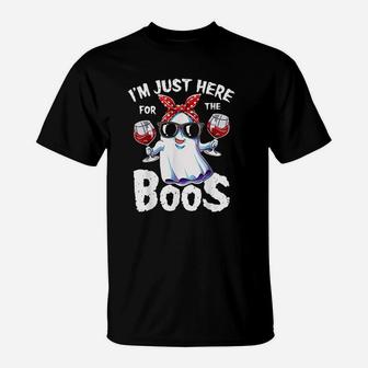 Im Just Here For The Boos Funny Halloween Gifts Ghost T-Shirt - Seseable