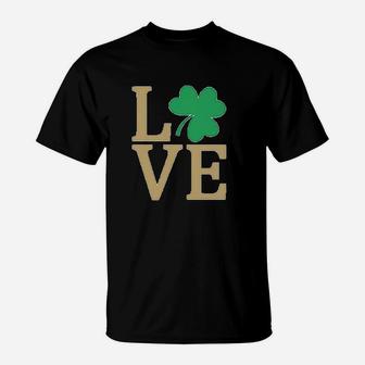 Irish Clover Love St Patricks Day Cute Irish T-Shirt - Seseable