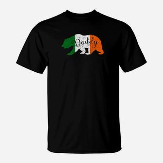 Irish Dad Daddy Bear St Patricks Ireland Flag Men T-Shirt - Seseable