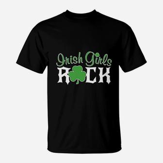 Irish Girls Rock Funny Graphic St Patricks Day T-Shirt - Seseable