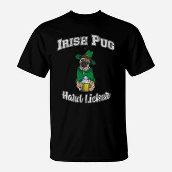 Irish Pug Drinks Hard Licker Vintage St Patricks Day T-Shirt - Seseable