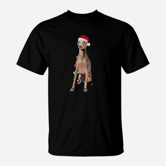 Italian Greyhound Christmas Lights Xmas Dog Lover T-Shirt - Seseable