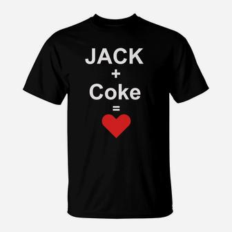 Jack + Coke = Herz Schwarzes T-Shirt, Lustiges Getränke Design - Seseable