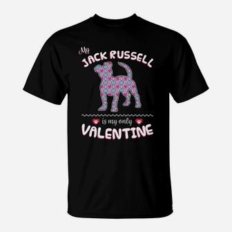 Jack Russell Dog Valentine Hear For Jack Russell Mom T-Shirt - Seseable