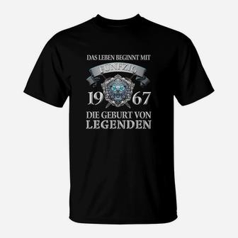 Jahrgang 1967 Legendäre Geburtsjahr T-Shirt, Leben Beginnt Spruch - Seseable
