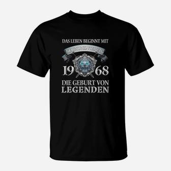 Jahrgang 1968 Motorrad T-Shirt, Schwarzes Tee mit Lorbeerkranz Geburt von Legenden - Seseable