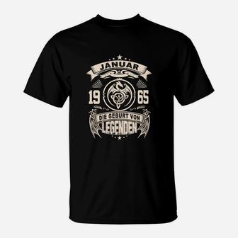 Januar 1965 Legenden Geburtstags-T-Shirt, Retro Style - Seseable