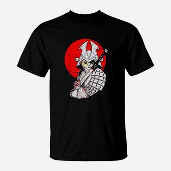 Japanese Samurai Cat Katana Japanese Bobtail Cat Anime T-Shirt - Seseable