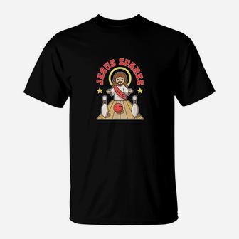 Jesus Spares Funny Christian Bowlers Ball Pin Bowling Game T-Shirt - Seseable