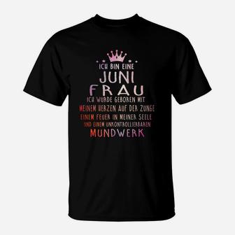 Juni Frau Krone Persönlichkeit Geburtstag T-Shirt - Seseable