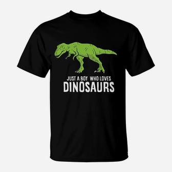 Just A Boy Who Loves Dinosaurs Cute Dinosaur Boy T-Shirt - Seseable