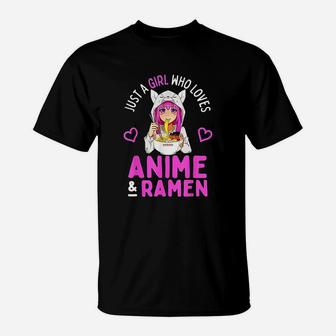 Just A Girl Who Loves Anime And Ramen Bowl Japanese Girls T-Shirt | Seseable UK